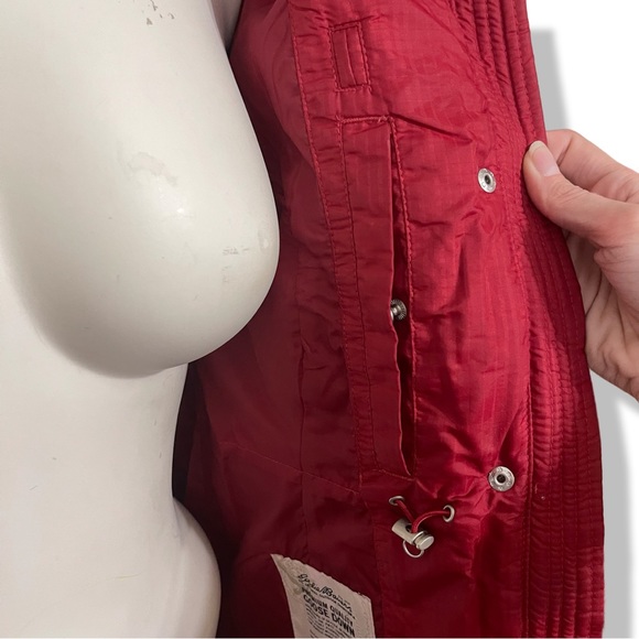 Eddie Bauer Premium Goose Down Belted Red Long Puffer Parka SP - Picture 9 of 12